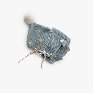 Knitted Baby Suit With a Bobble Hat